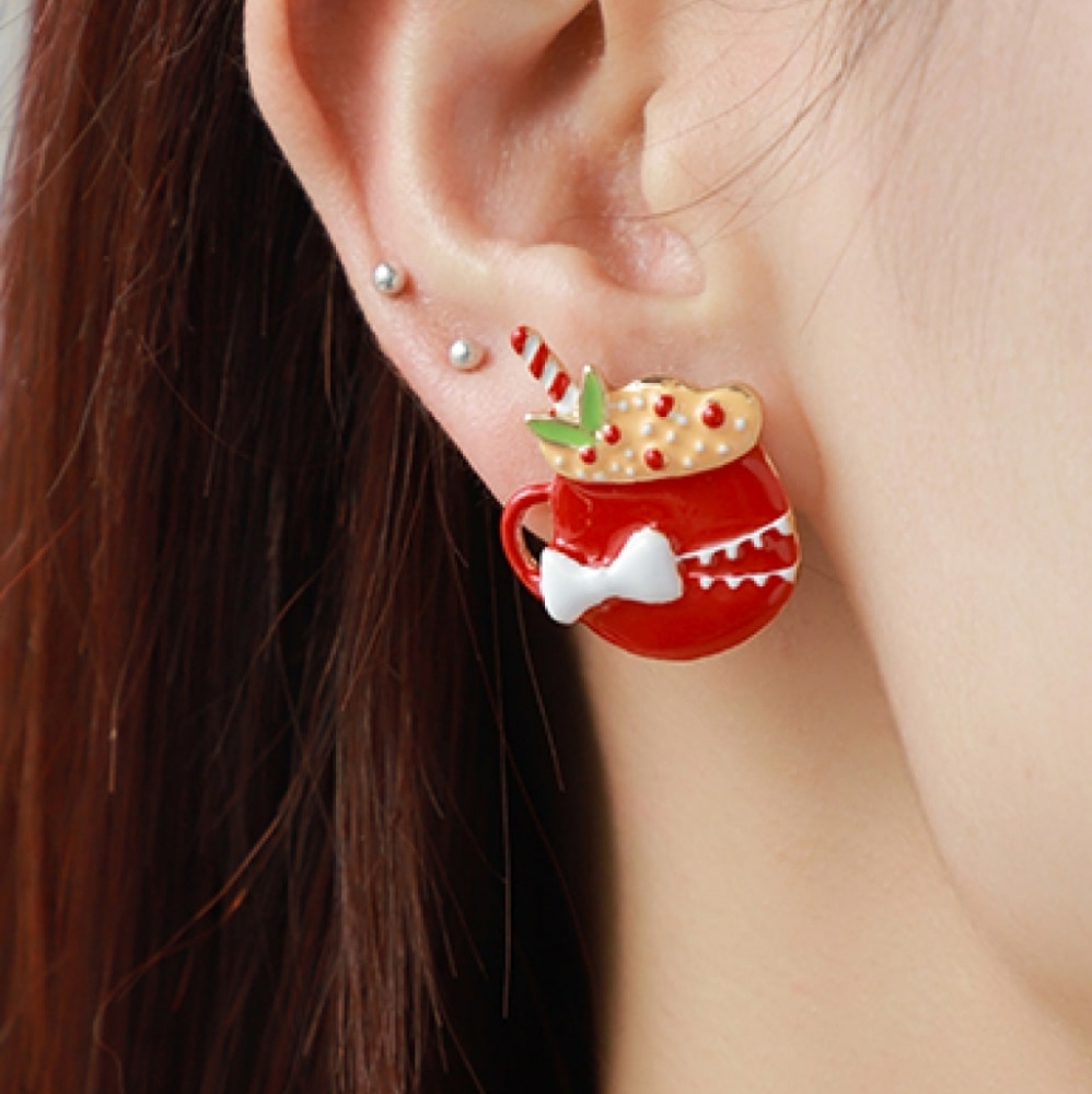 Sweet Christmas Cup-Shaped Stud Earrings!